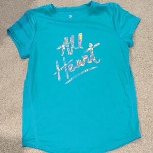 All In Motion Blue Short Sleeve Tee "All Heart"